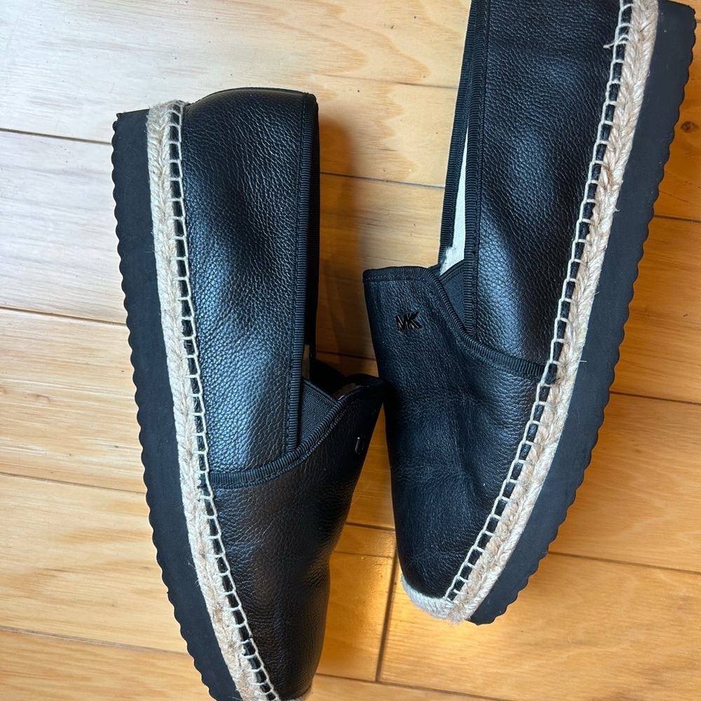 Michael Kors Black Womens Hastings Leather Espadrille Slip-On Loafer Shoes - Picture 10 of 14